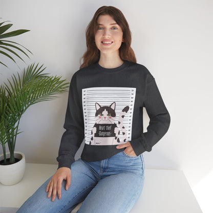 Heart Thief Cat Graphic Sweatshirt