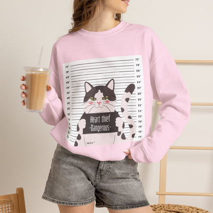 Heart Thief Cat Graphic Sweatshirt