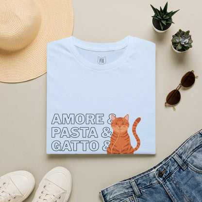 Amore Pasta Gatto Basta Cat Pasta T-Shirt