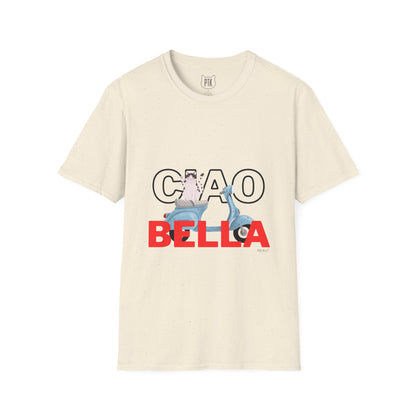 Ciao Bella Cat Graphic T-Shirt – Italian Travel & Retro Scooter Tee