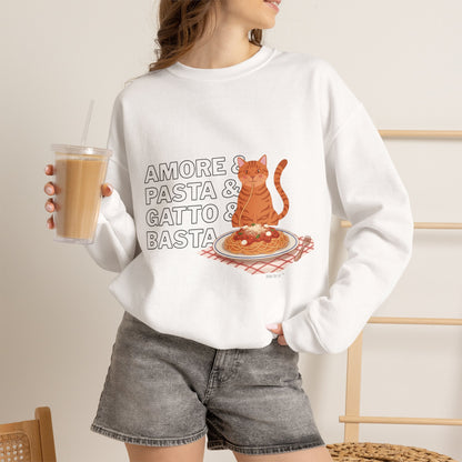 Amore & Pasta & Gatto & Basta Cat Lover Sweatshirt