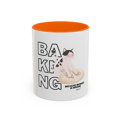 Baking Cat “Because Murder Is Wrong” Coffee Mug