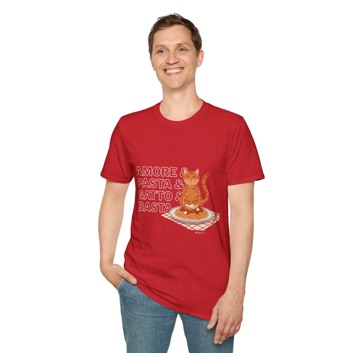 Amore Pasta Gatto Basta Cat Lover Graphic T-Shirt