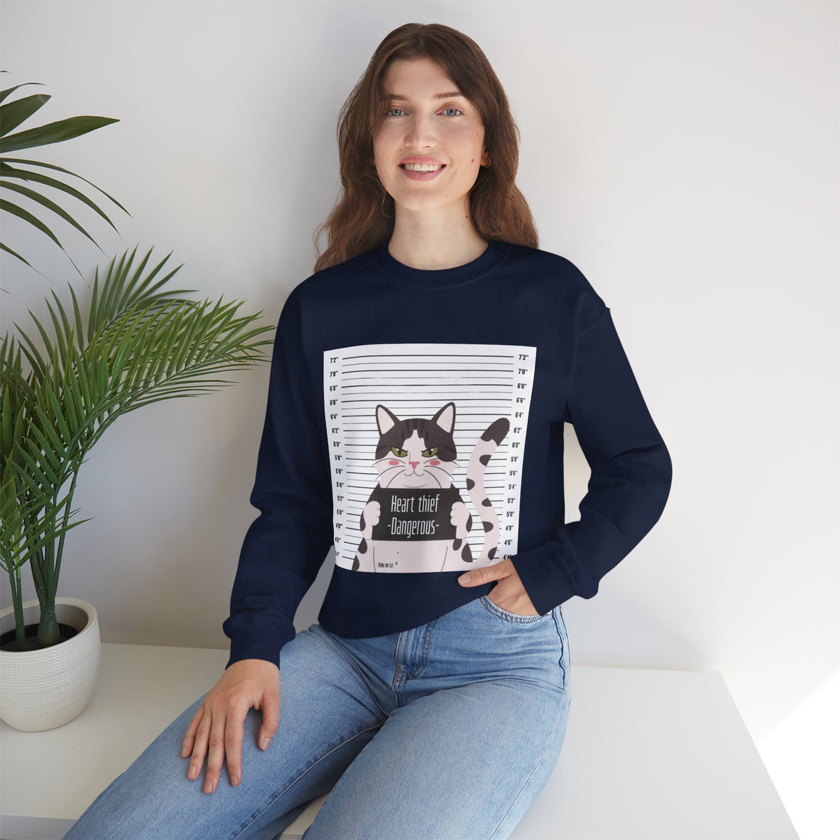 Heart Thief Cat Graphic Sweatshirt