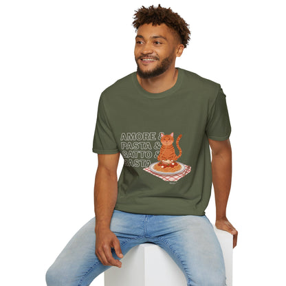 Amore Pasta Gatto Basta Cat Lover Graphic T-Shirt