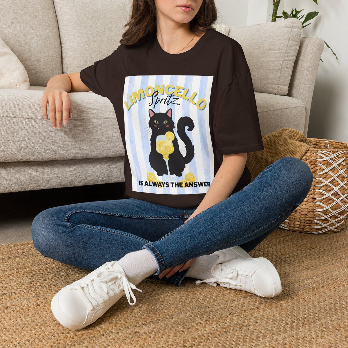 Limoncello Spritz Is Always the Answer Black Cat T-Shirt