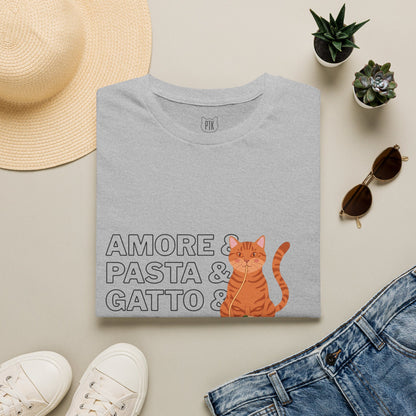 Amore Pasta Gatto Basta Cat Pasta T-Shirt