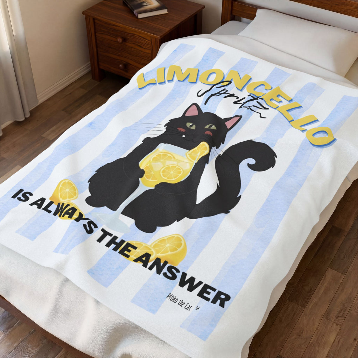 Limoncello Spritz Cat Velveteen Plush Blanket