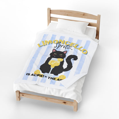 Limoncello Spritz Cat Velveteen Plush Blanket