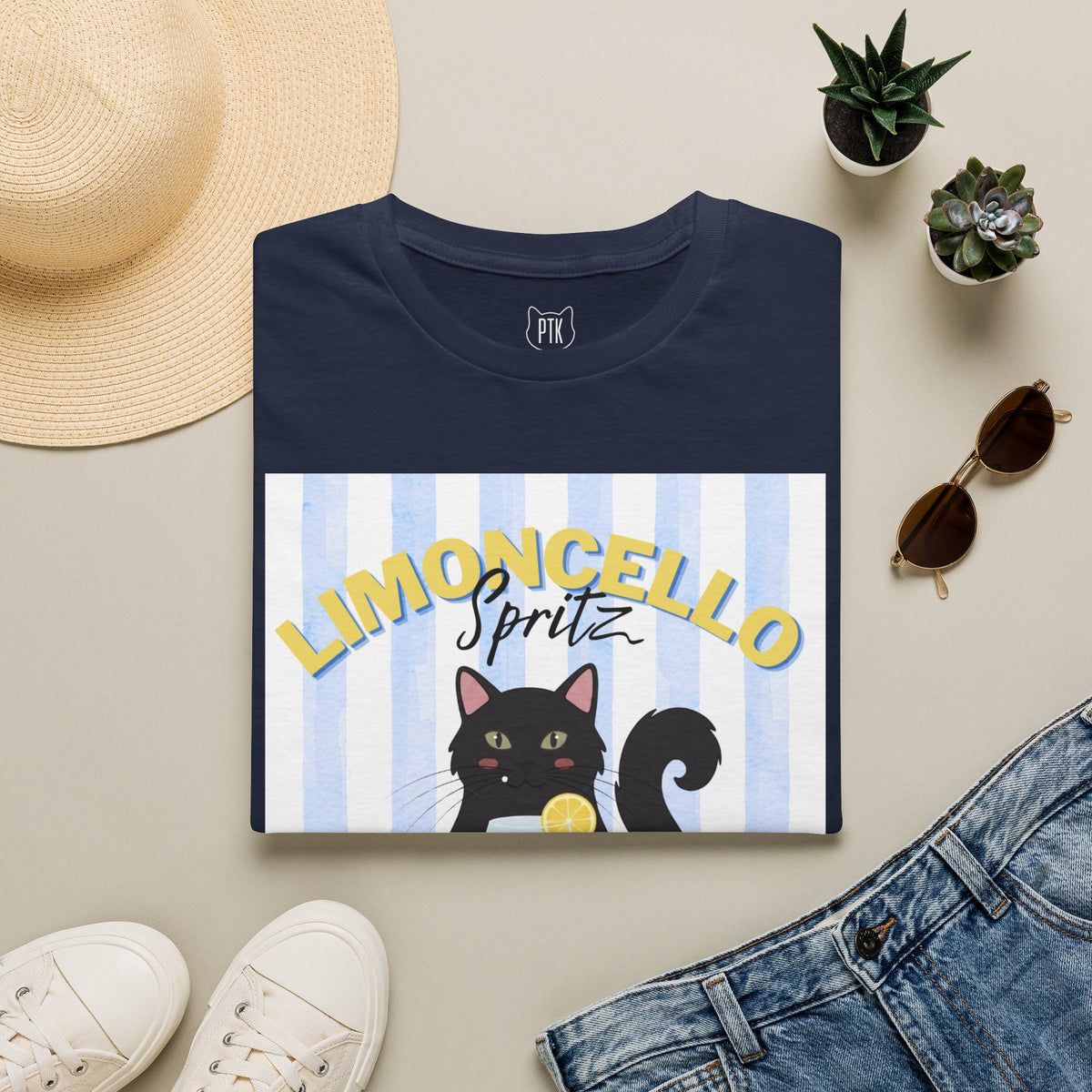 Limoncello Spritz Is Always the Answer Black Cat T-Shirt