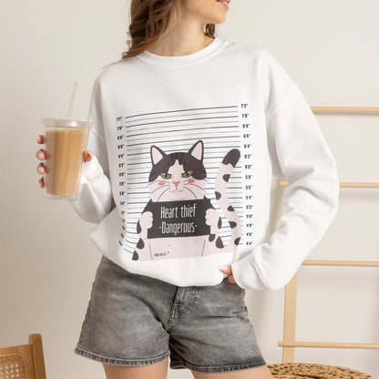 Heart Thief Cat Graphic Sweatshirt