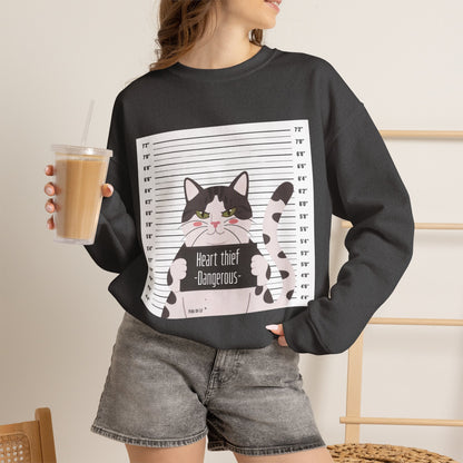 Heart Thief Cat Graphic Sweatshirt