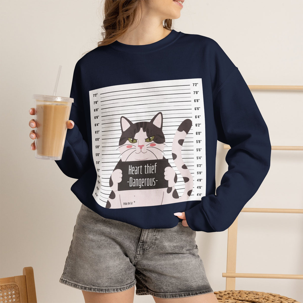Heart Thief Cat Graphic Sweatshirt