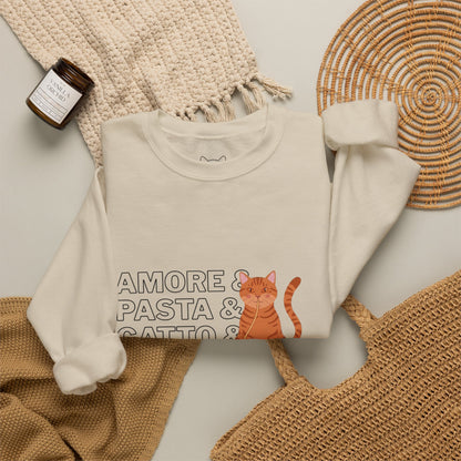 Amore & Pasta & Gatto & Basta Cat Lover Sweatshirt