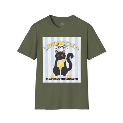 Limoncello Spritz Is Always the Answer Black Cat T-Shirt