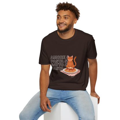 Amore Pasta Gatto Basta Cat Lover Graphic T-Shirt