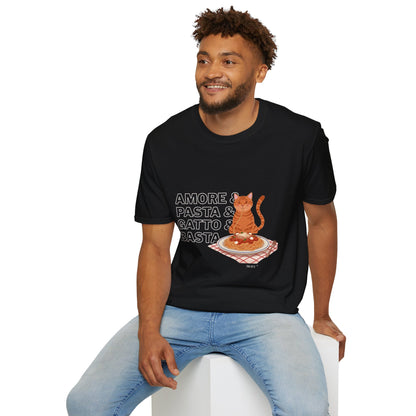 Amore Pasta Gatto Basta Cat Lover Graphic T-Shirt