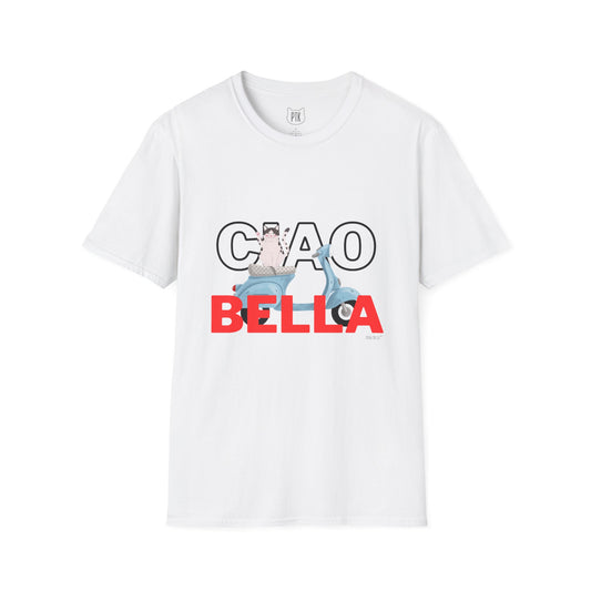 Ciao Bella Cat Graphic T-Shirt – Italian Travel & Retro Scooter Tee