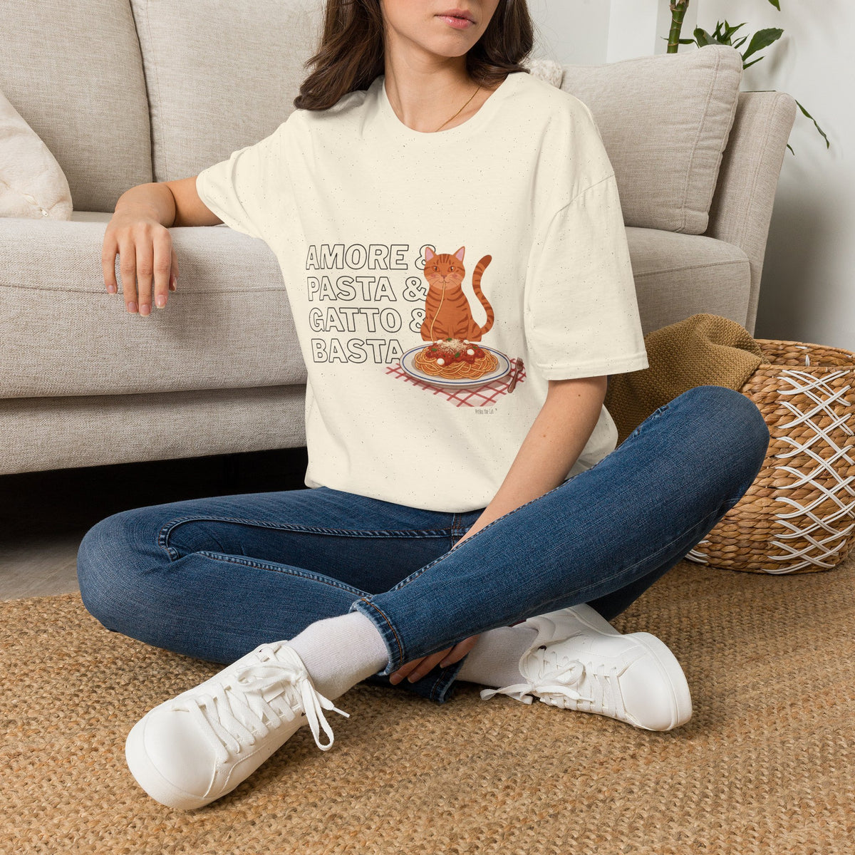 Amore Pasta Gatto Basta Cat Pasta T-Shirt